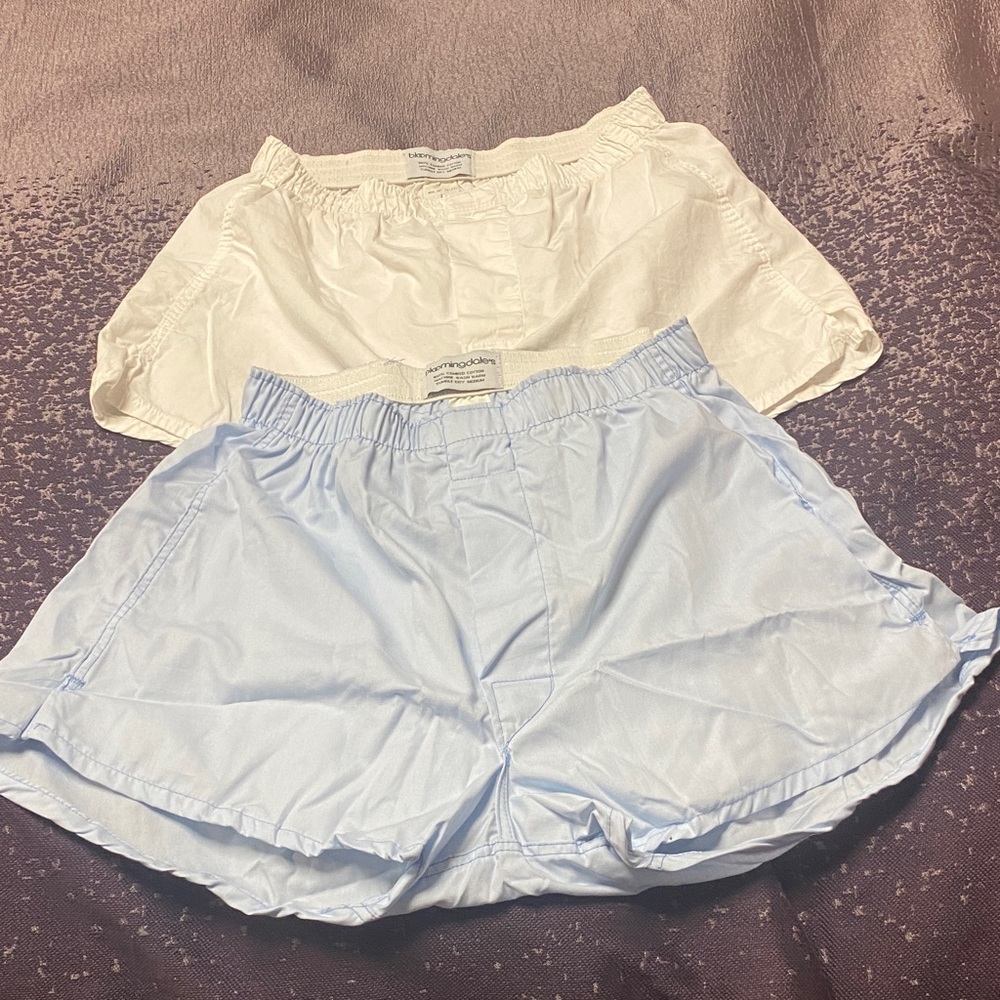 Bloomingdale's White and Light Blue Cotton Boxers
